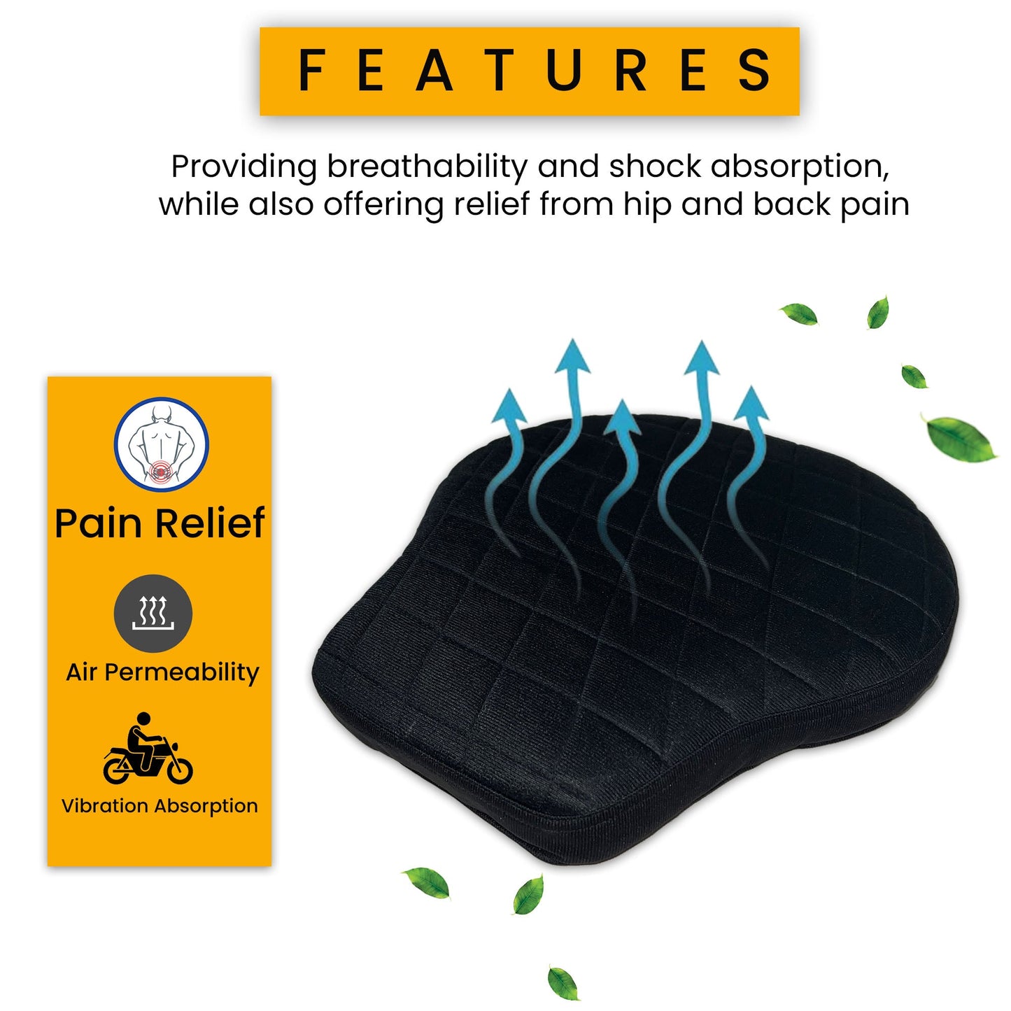 Motorcycle Gel Seat Cushion - Driver Seat Gel Pad for Comfort