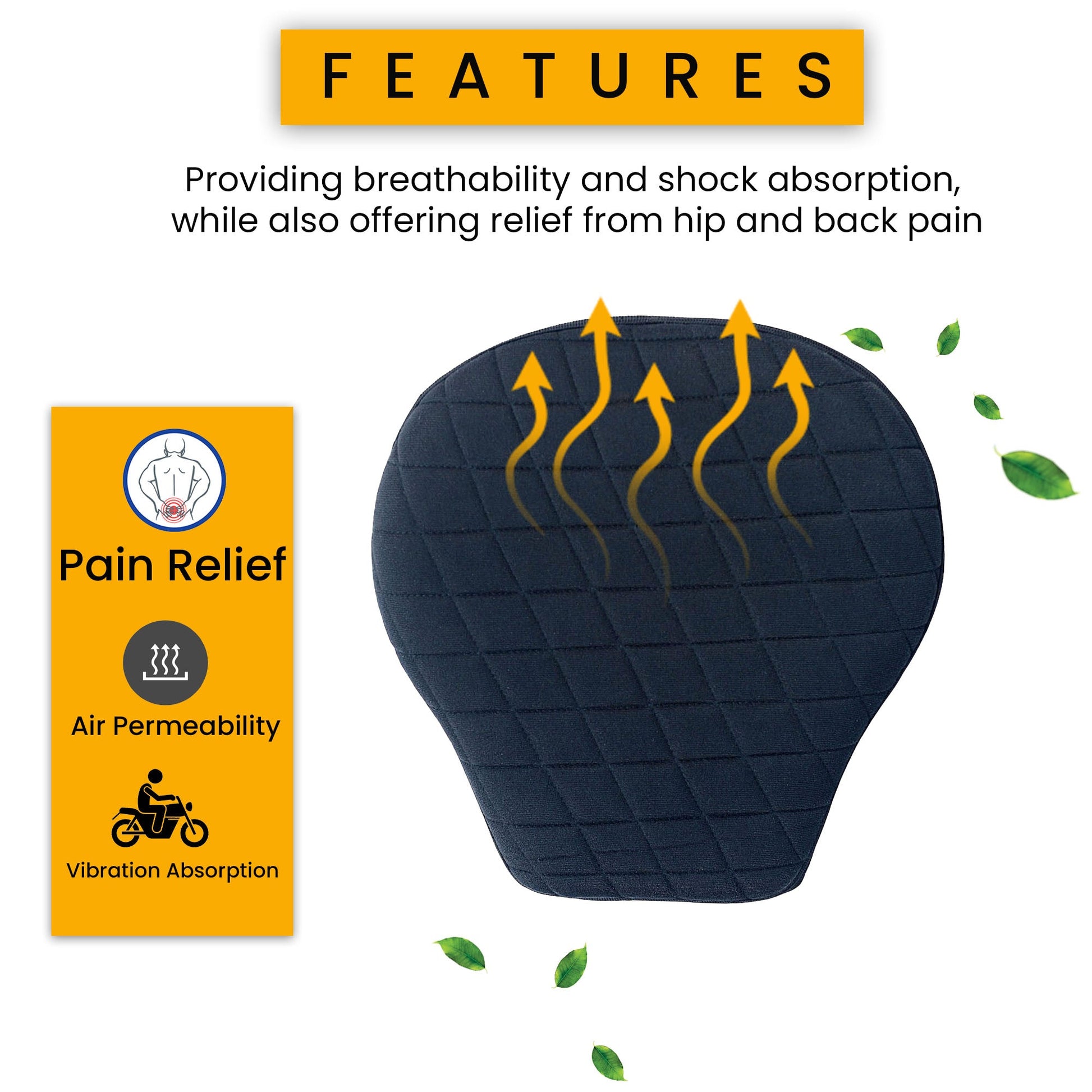 Motorcycle Gel Seat Cushion - Driver Seat Gel Pad for Comfort