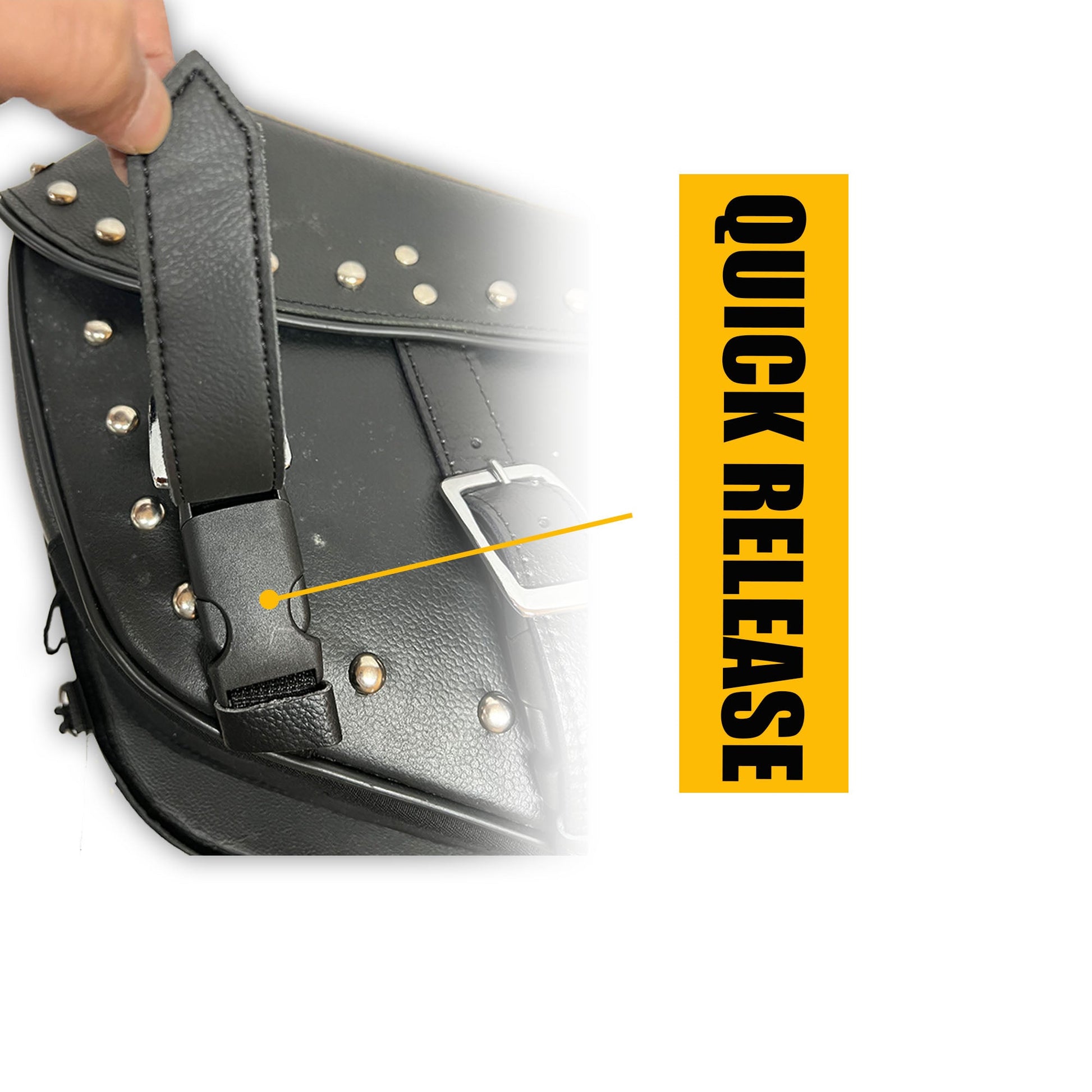 Motorcycle Saddlebags Leather - Genuine Cowhide Three Strap Studded Throw Over