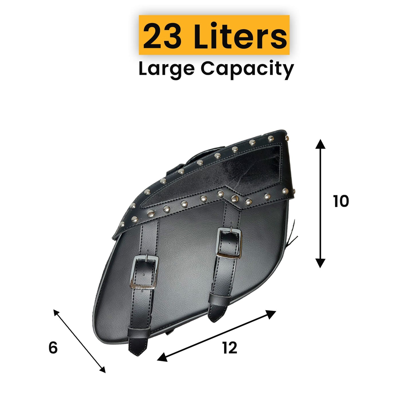 Motorcycle Saddlebags Leather - Genuine Cowhide Two Straps Studded Throw Over