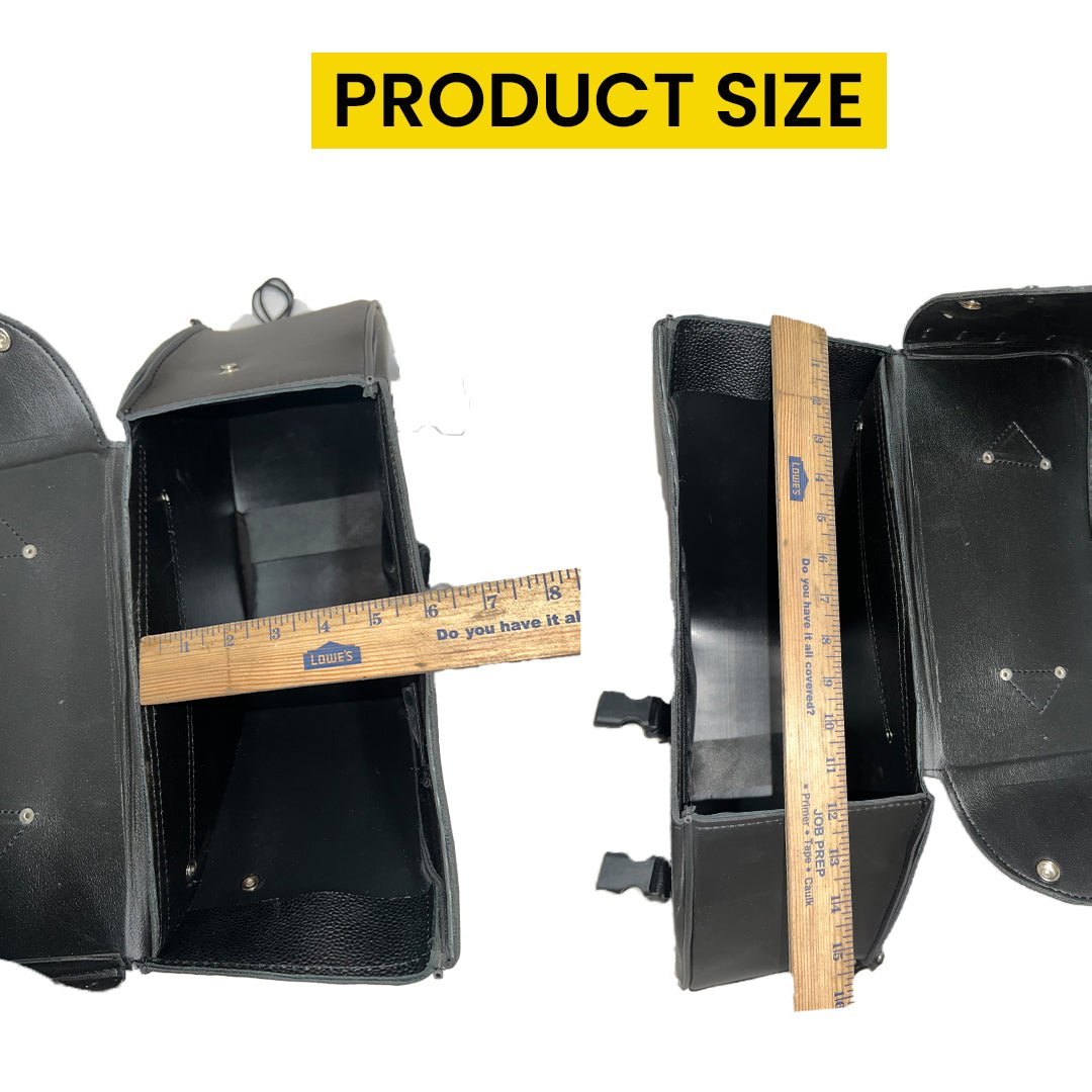 Motorcycle Saddlebags Leather - Genuine Cowhide Two Straps Studded Throw Over