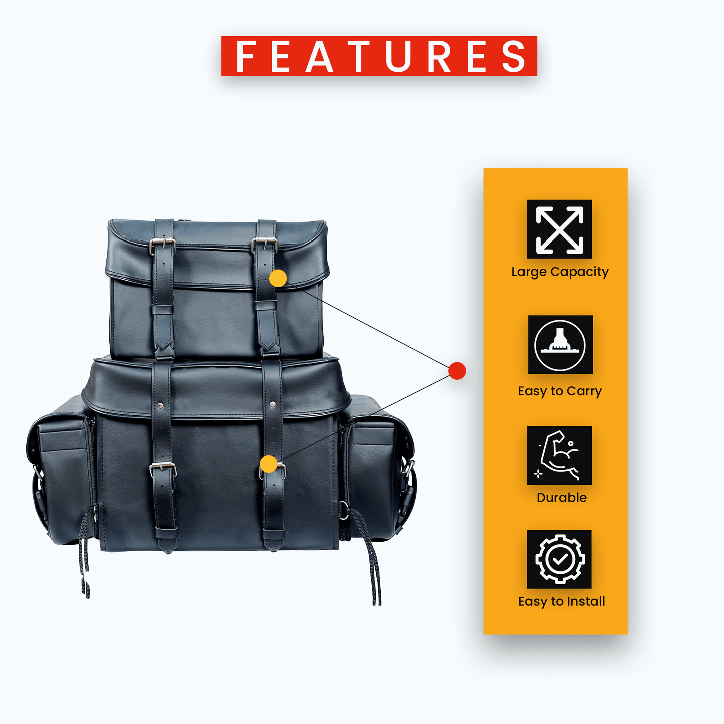 Motorcycle Sissy T Bar Bag Leather - 4 Piece Luggage Weather Resistant Black with Rain Cover