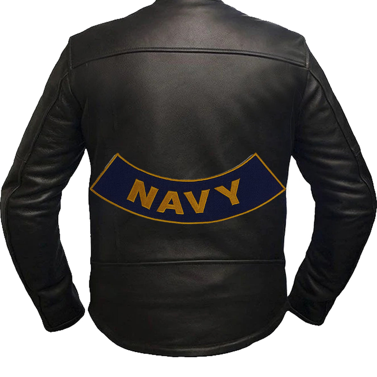 Navy Bottom Rocker Patch - Iron On Sew On Large Back Patch for Biker Vest Jacket Military Veteran