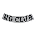 No Club Bottom Rocker Patch - Black on White Iron On Sew On Large Back Patch for Biker Vest Jacket