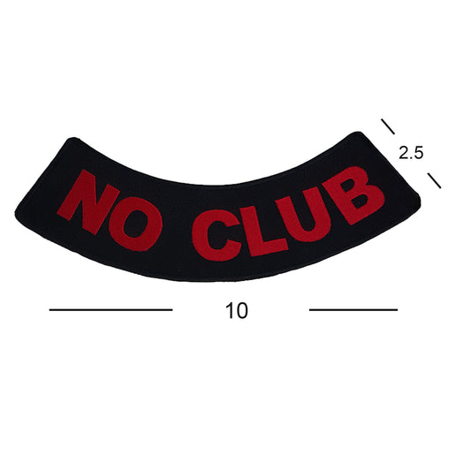 No Club Bottom Rocker Patch - Iron On Sew On Large Back Patch for Biker Vest Jacket
