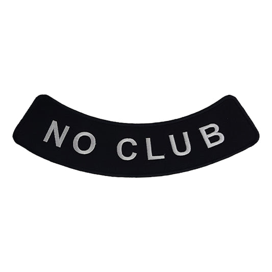 No Club Round Border Bottom Rocker Patch - Iron On Sew On Large Back Patch for Biker Vest Jacket