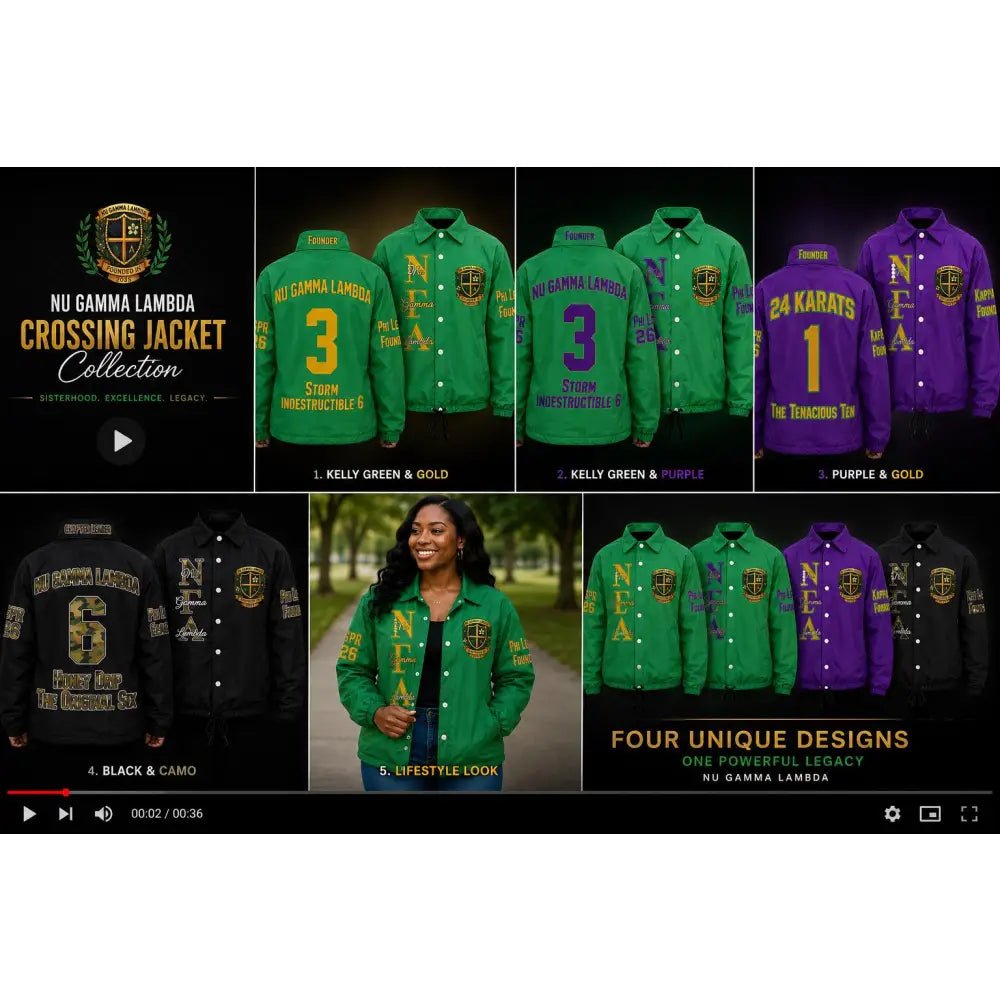 Nu Gamma Lambda Custom Line Crossing Jacket | Personalized Kelly Green Sorority Jacket | Custom Line Name, Number & Crossing Year Jacket