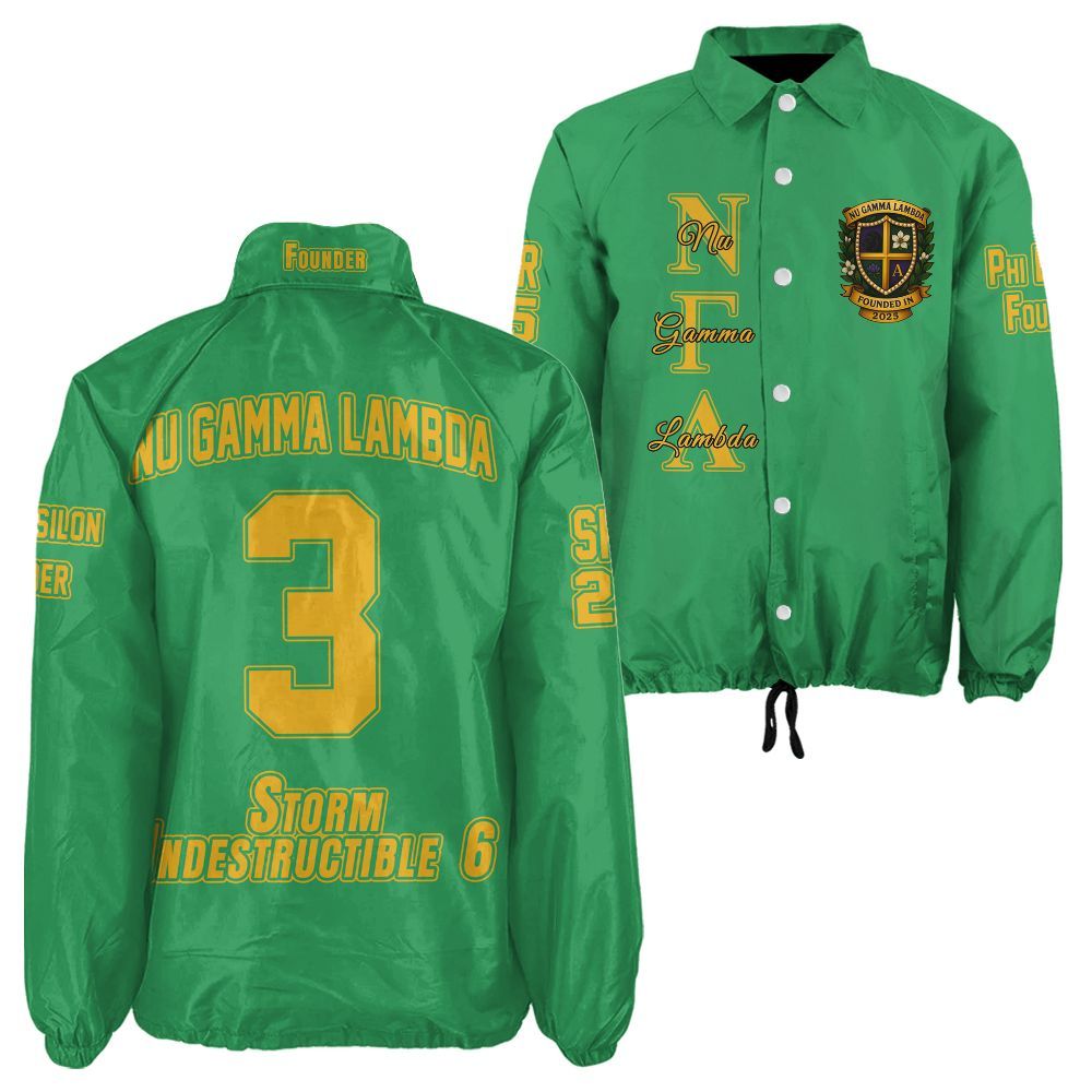 Nu Gamma Lambda Green Coach Jacket – Custom Embroidered NGL Crossing Jacket