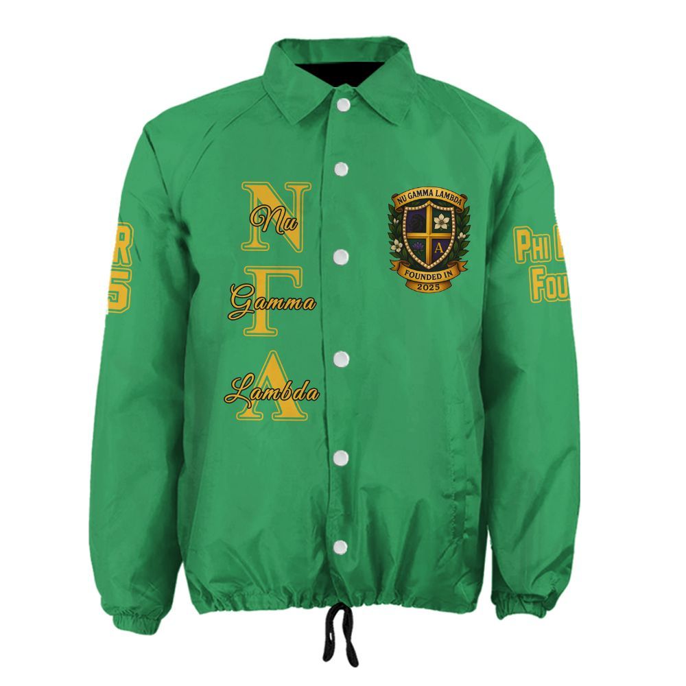 Nu Gamma Lambda Green Coach Jacket – Custom Embroidered NGL Crossing Jacket