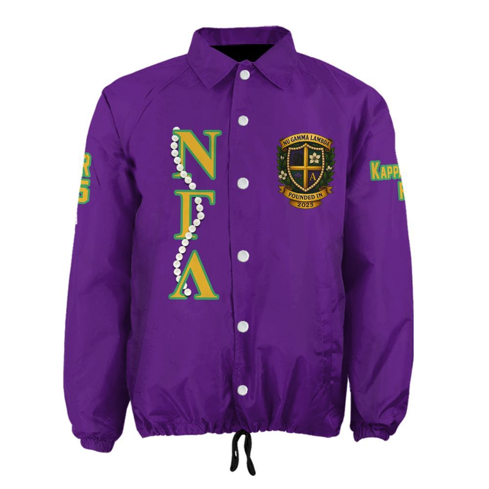 Nu Gamma Lambda Purple Coach Jacket – Custom Embroidered NGL Crossing Jacket