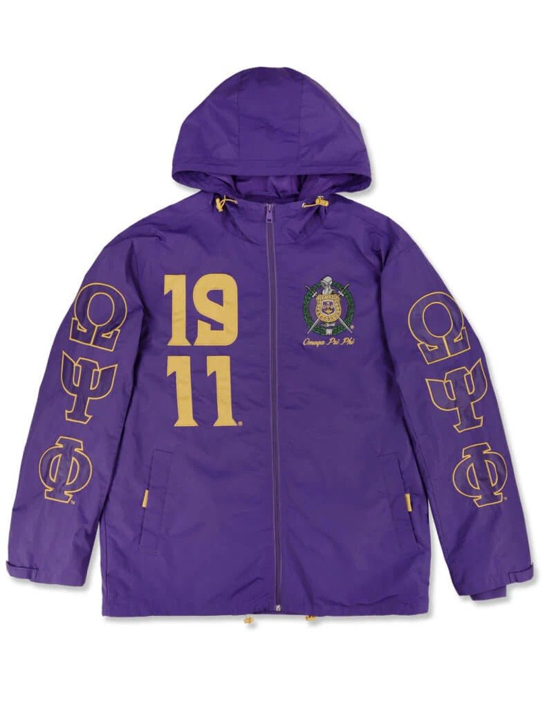 Omega Psi Phi All - Weather Windbreaker Jacket - BBG Crest Edition Fraternity