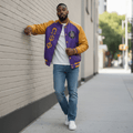 Omega Psi Phi Bomber Jacket Nylon - Custom Lining Embroidered Logos Fraternity