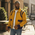 Omega Psi Phi Old Gold and Purple Wool Jacket - Wool Blend Fraternity
