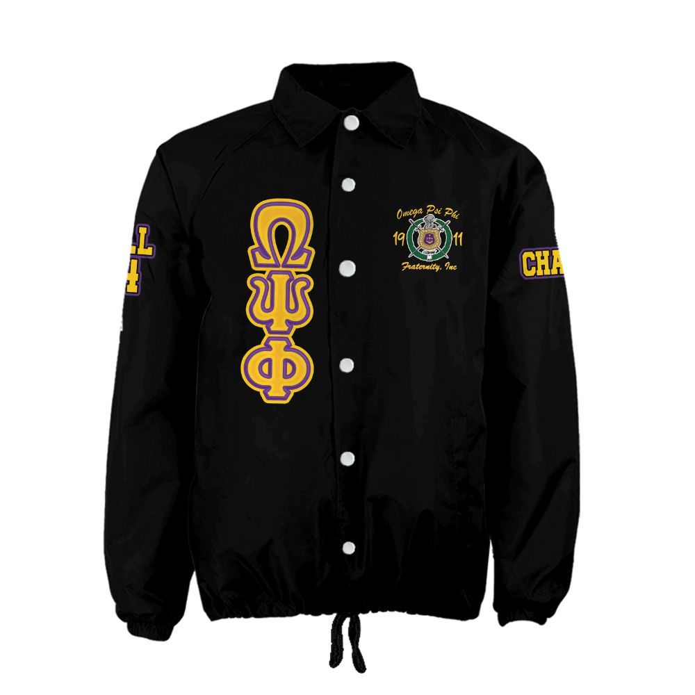 Omega Psi Phi Personalized Black Line Jacket – Custom Name, Number & Official Shield