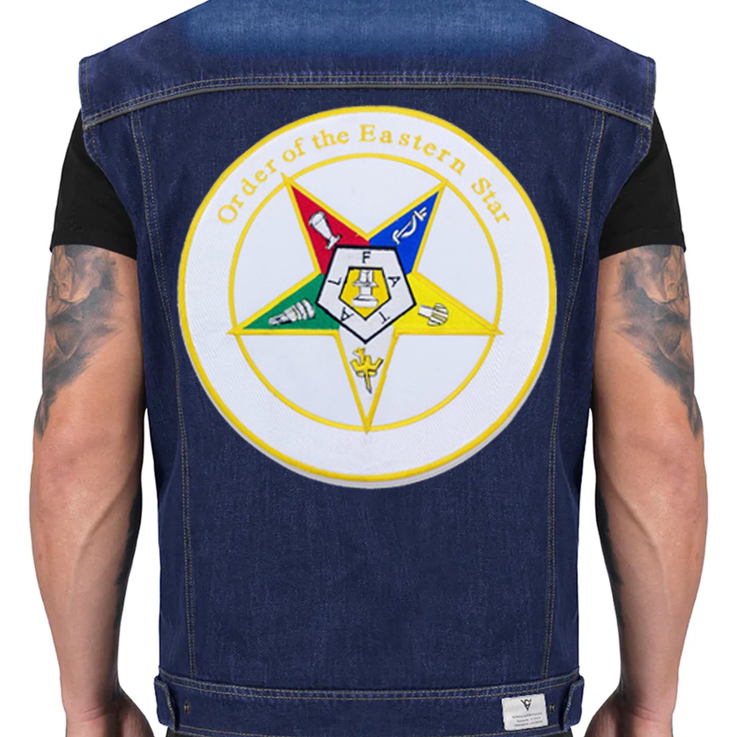 Order of The Eastern Star Round Center Back Patch - Masonic OES for Biker Vest Jacket
