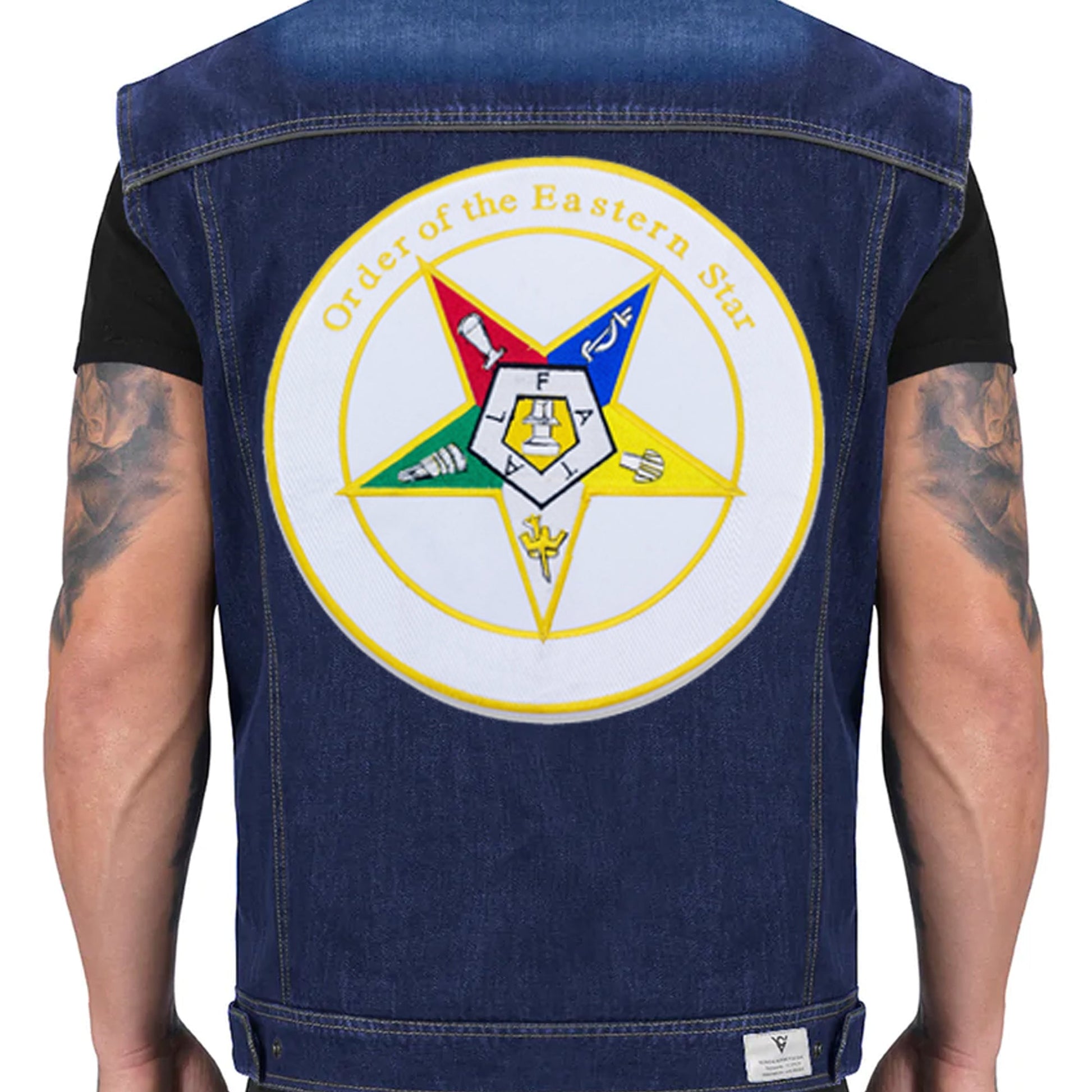 Order of The Eastern Star Round Center Back Patch - Masonic OES for Biker Vest Jacket