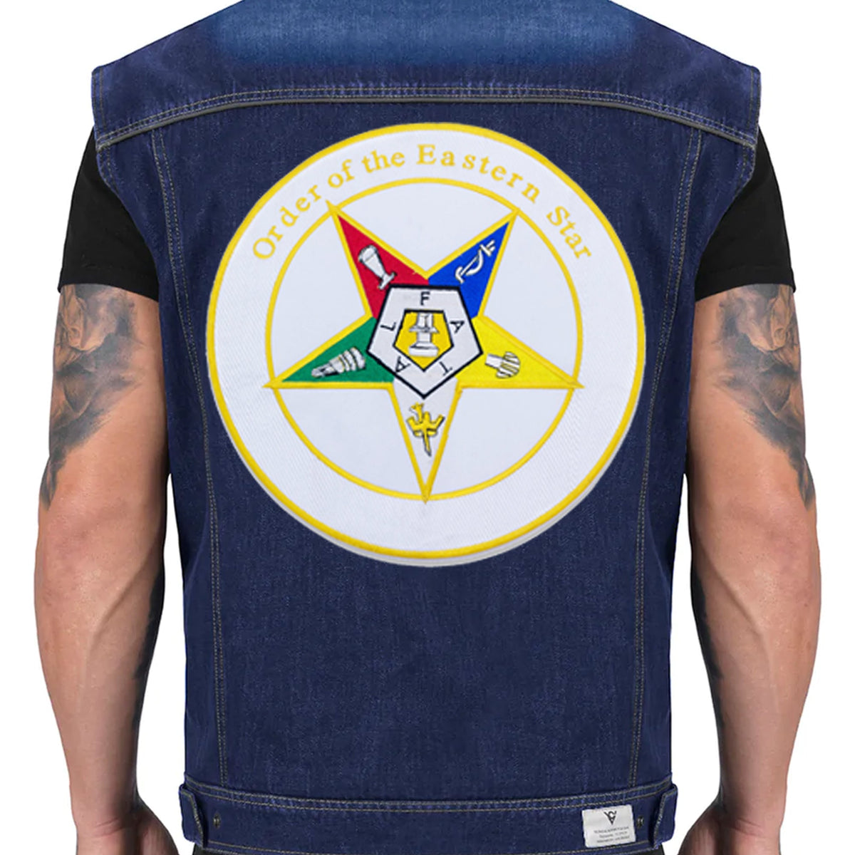 Order of The Eastern Star Round Center Back Patch - Masonic OES for Biker Vest Jacket