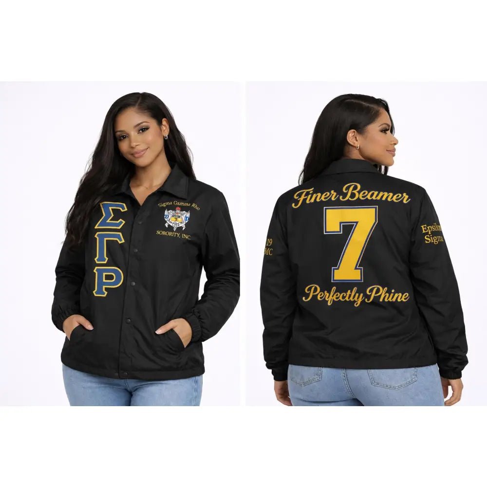Personalized Black Sigma Gamma Rho Coach Jacket Sorority Windbreaker | Custom D9