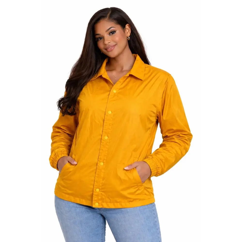 Personalized Gold Sigma Gamma Rho Coach Jacket, Custom Line Jacket, Crossing Jacket, Sorority Windbreaker Line Name & Number