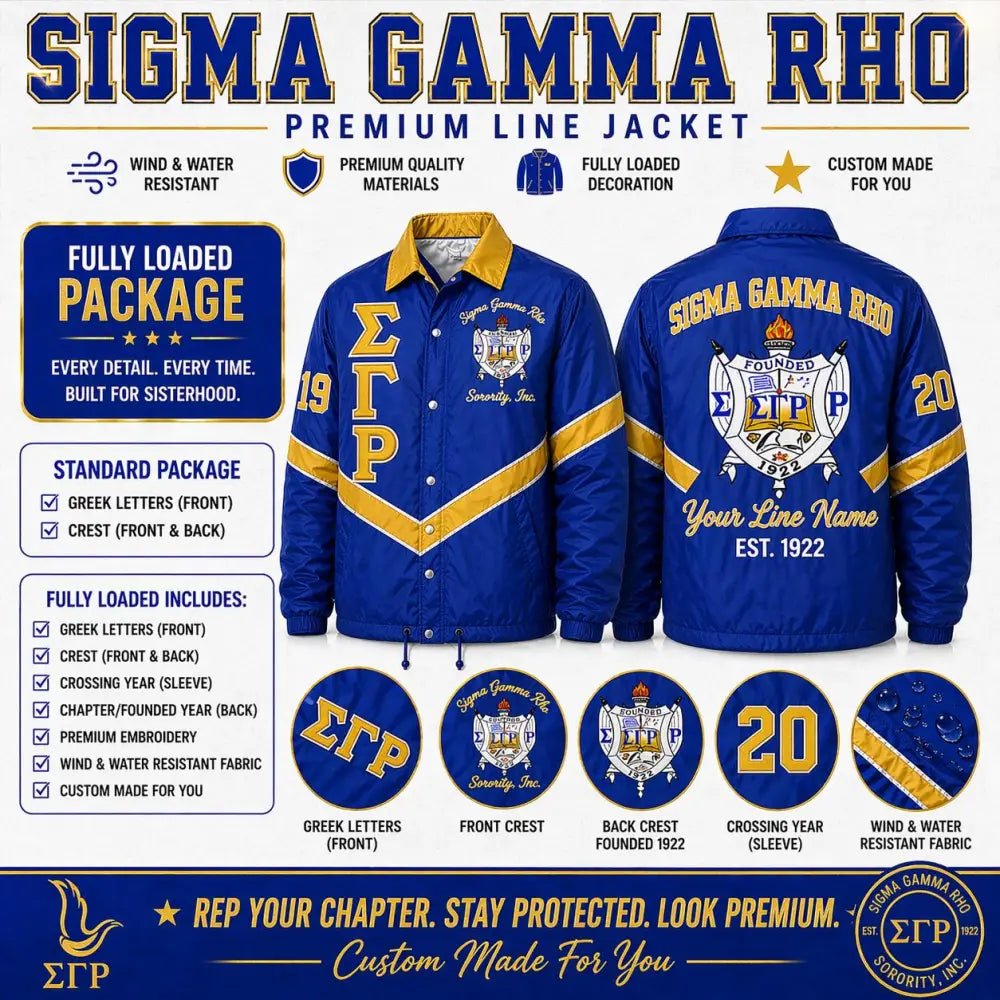 Personalized Premium Custom Sigma Gamma Rho Crossing Line Jacket, 2-Tone SGRho Sorority Jacket Greek Line Jacket, Fully Premium Options 1922