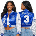 Personalized Zeta Phi Beta Cropped Satin Bomber Jacket | Custom D9