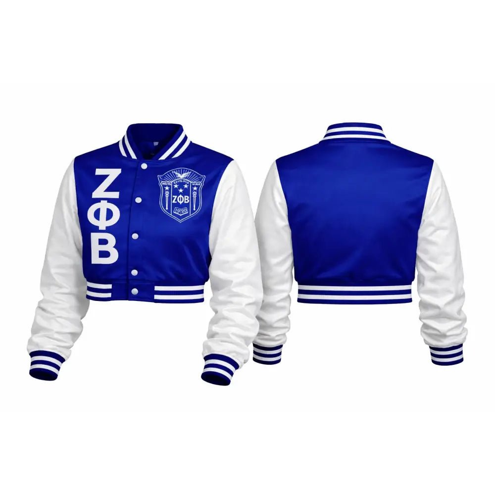 Personalized Zeta Phi Beta Cropped Satin Bomber Jacket | Custom D9
