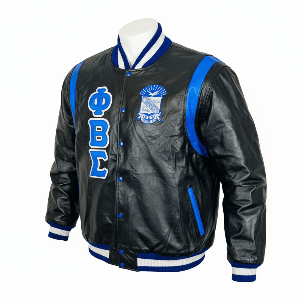 Phi Beta Sigma All Leather Letterman Jacket - 100% Leather Fraternity