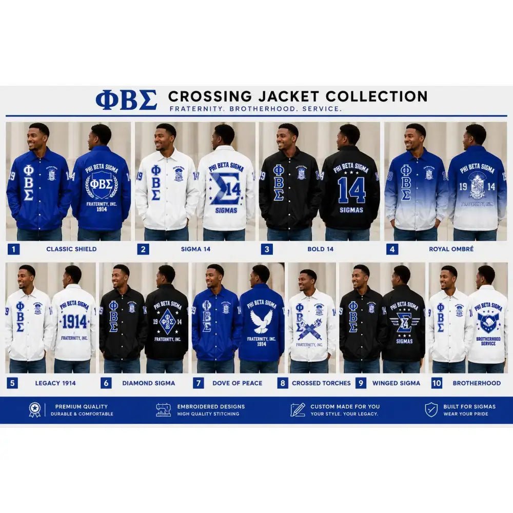 Phi Beta Sigma Crossing Jacket | Royal Blue ΦΒΣ Custom Fraternity Jacket | Personalized Line Jacket | 1914 Sublimation Print Jacket