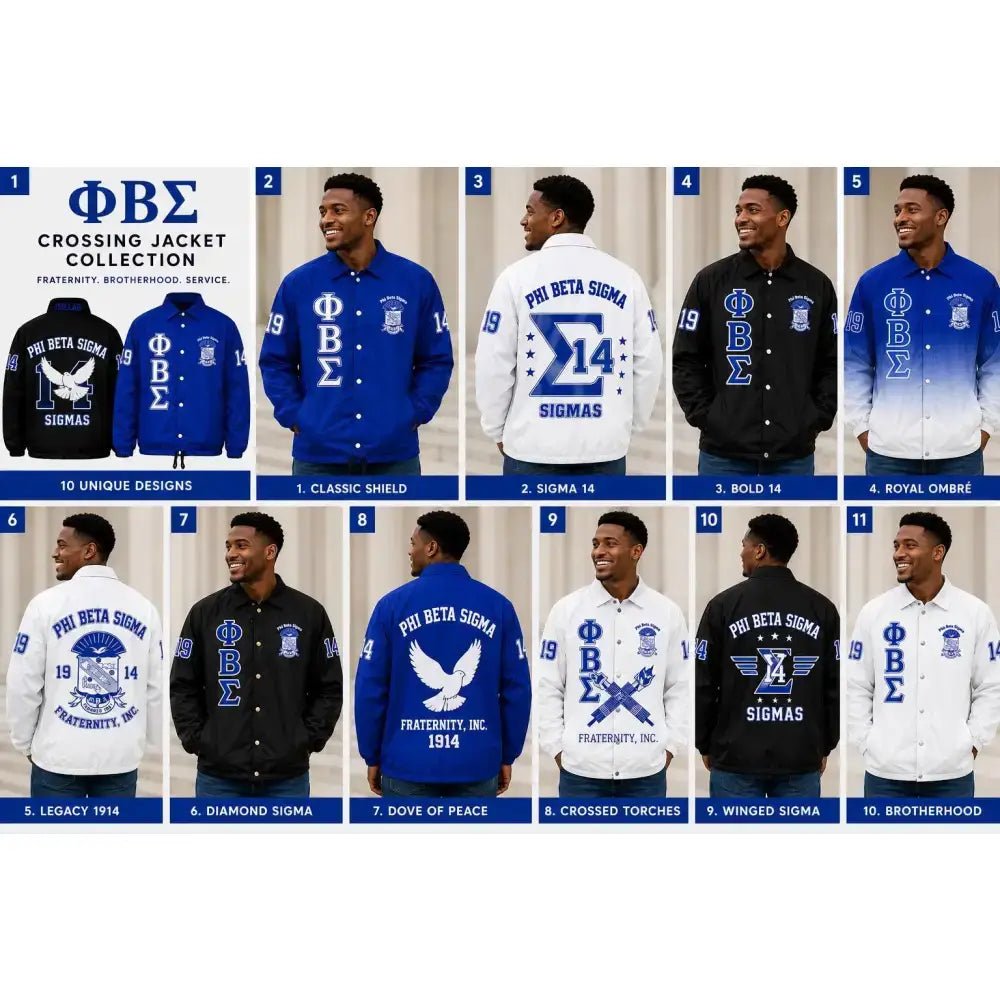 Phi Beta Sigma Crossing Jacket | Royal Blue ΦΒΣ Custom Fraternity Jacket | Personalized Line Jacket | 1914 Sublimation Print Jacket