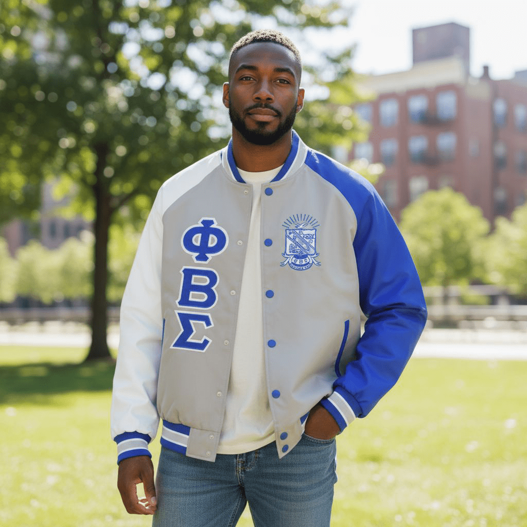 Phi Beta Sigma Grey Bomber Jacket - Nylon Material Fraternity