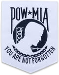 POW MIA Center Back Patch - White on Black POW Veteran for Biker Vest Jacket