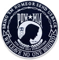 POW MIA We Leave No One Behind Center Back Patch - Black Round Veteran for Biker Vest Jacket