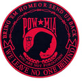 POW MIA We Leave No One Behind Center Back Patch - Red Round Veteran for Biker Vest Jacket