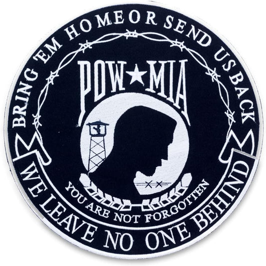 POW MIA You Are Not Forgotten Center Back Patch - Round Veteran for Biker Vest Jacket