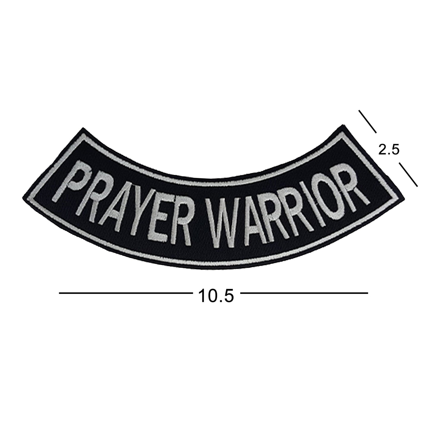 Prayer Warrior Bottom Rocker Patch - Iron On Sew On Large Back Patch Christian for Biker Vest Jacket