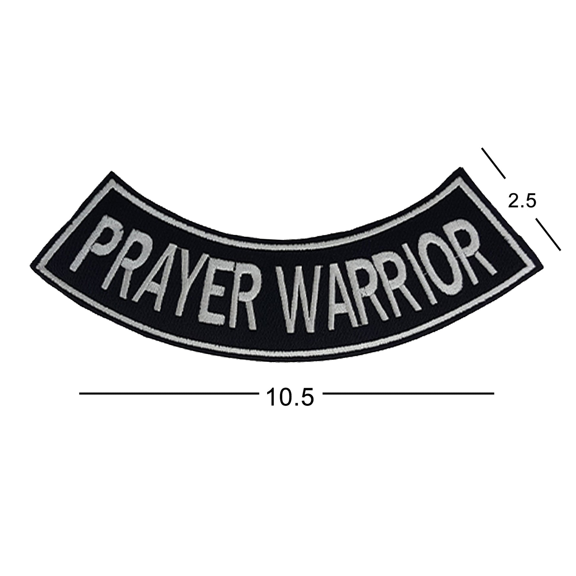 Prayer Warrior Bottom Rocker Patch - Iron On Sew On Large Back Patch Christian for Biker Vest Jacket