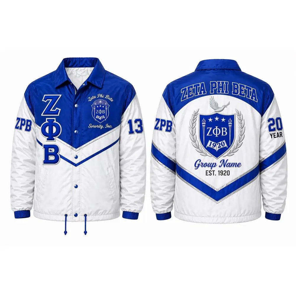 Premium 2-Tone Zeta Phi Beta Crossing Line Jacket Personalized | Custom D9