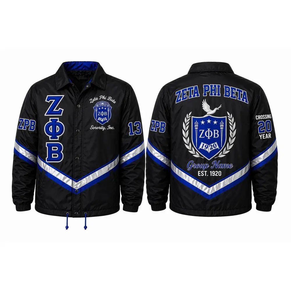Premium 2-Tone Zeta Phi Beta Crossing Line Jacket Personalized | Custom D9