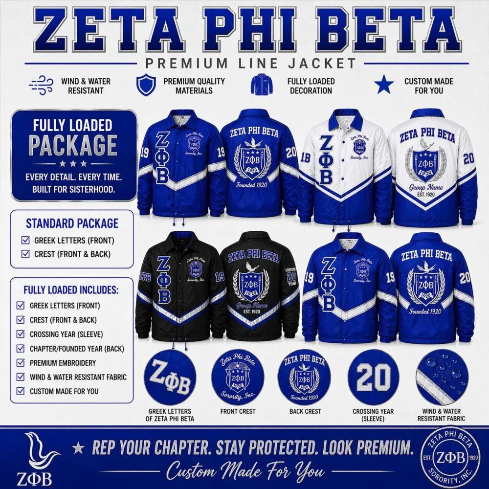 Premium 2-Tone Zeta Phi Beta Crossing Line Jacket Personalized | Custom D9