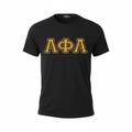 Premium Alpha Black Chenille T-Shirt 5 - Pack – Luxury 3D Stitched Old Gold Letter Bundle (True to Size)