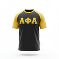 Premium Alpha Black & Old Gold Raglan T-Shirt 5 - Pack – Luxury Embroidered Athletic Greek Letter Bundle (True to Size)