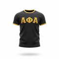 Premium Alpha Black Ringer T-Shirt 5 - Pack – Luxury Embroidered Athletic Greek Letter Bundle (True to Size)