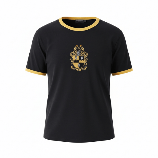 Premium Alpha Chenille Crest Shirt 3 - Pack – Luxury Gold - Trim Ringer Tee Bundle (True to Size)