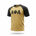 Premium Alpha Old Gold & Black Raglan T-Shirt 5 - Pack – Luxury Embroidered Athletic Greek Letter Bundle (True to Size)