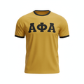 Premium Alpha Old Gold Ringer T-Shirt 5 - Pack – Luxury Embroidered Athletic Greek Letter Bundle (True to Size)