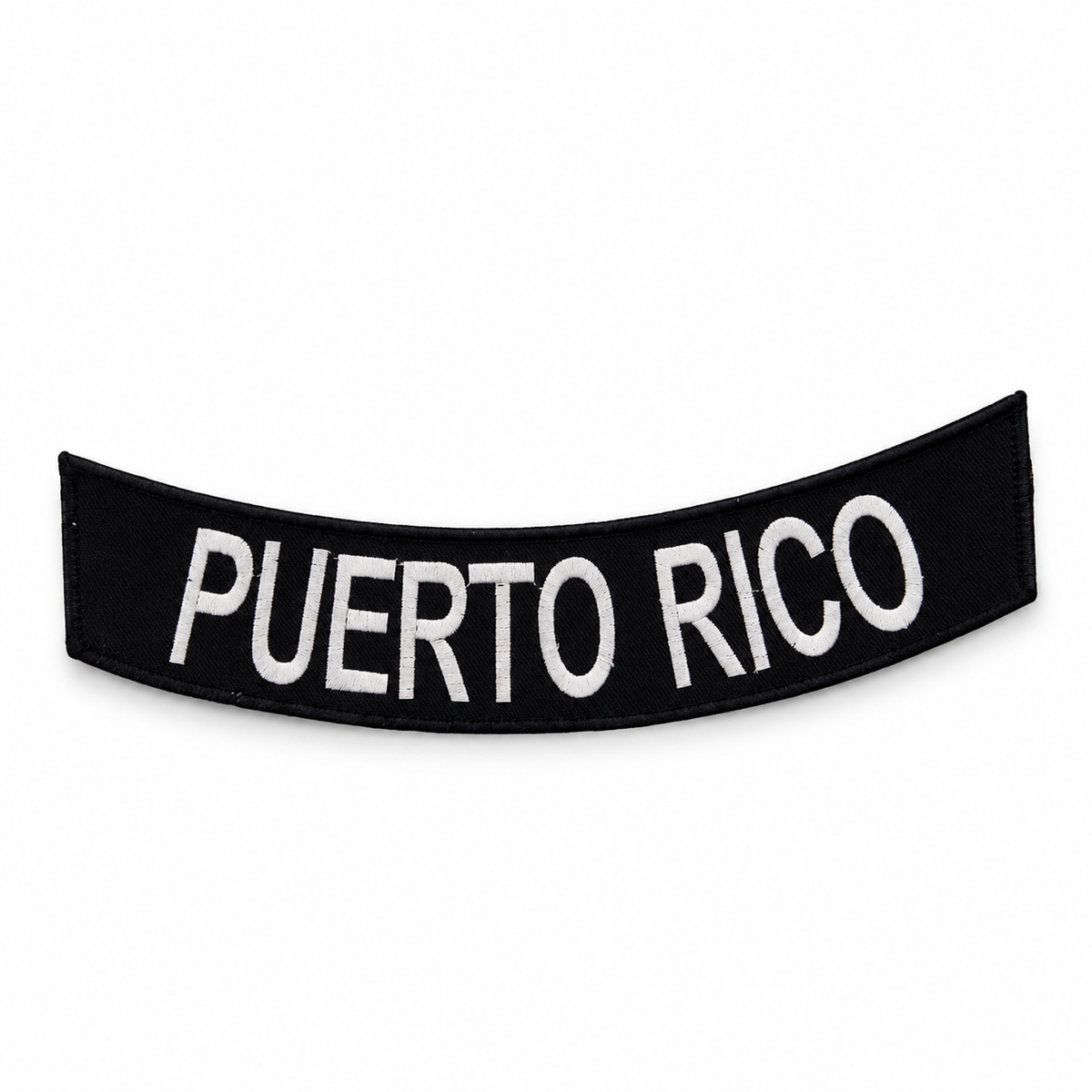 Puerto Rico Bottom Rocker Patch – White on Black — full patch front view
