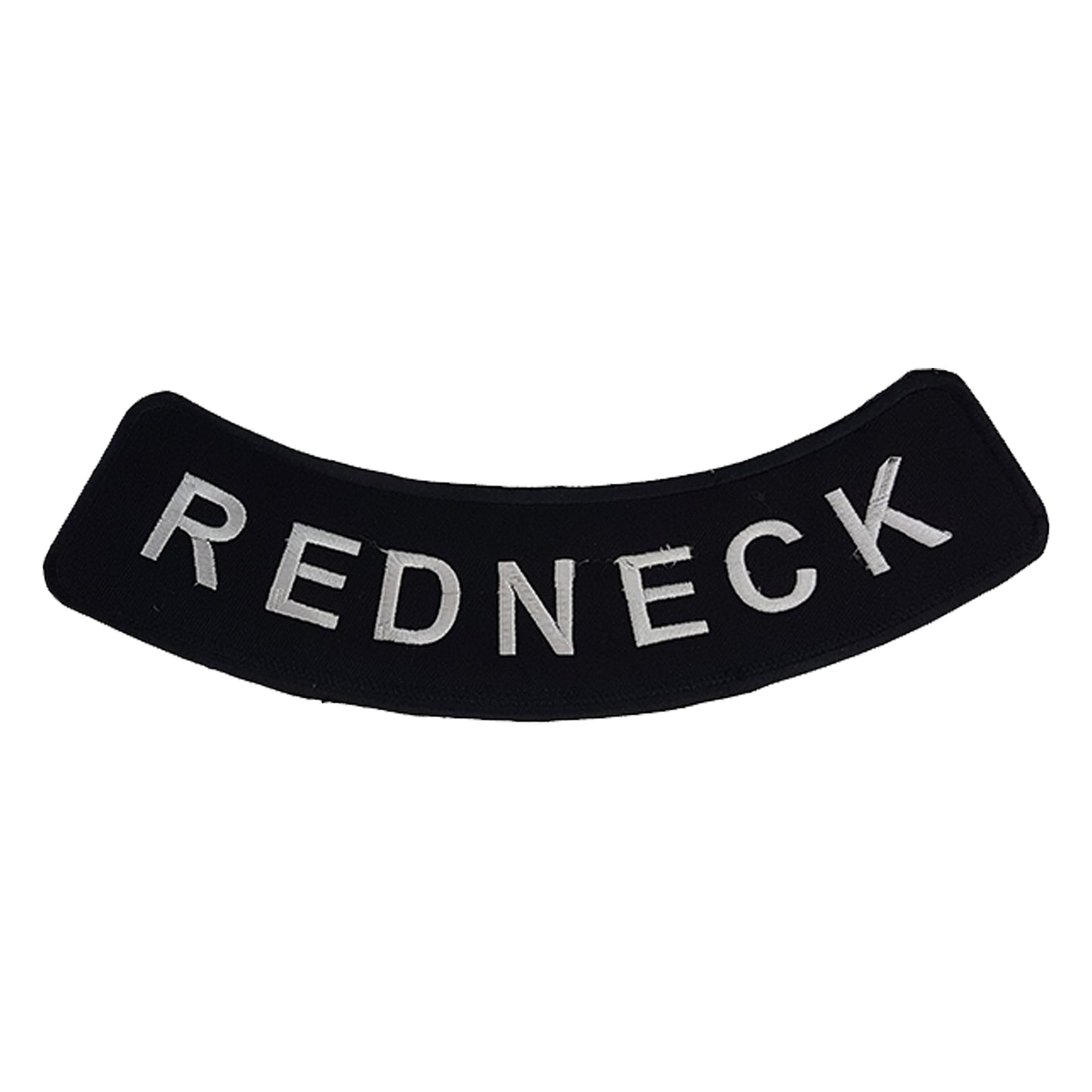 Red Neck Bottom Rocker Patch - White on Black Iron On Sew On Large Back Patch for Biker Vest Jacket