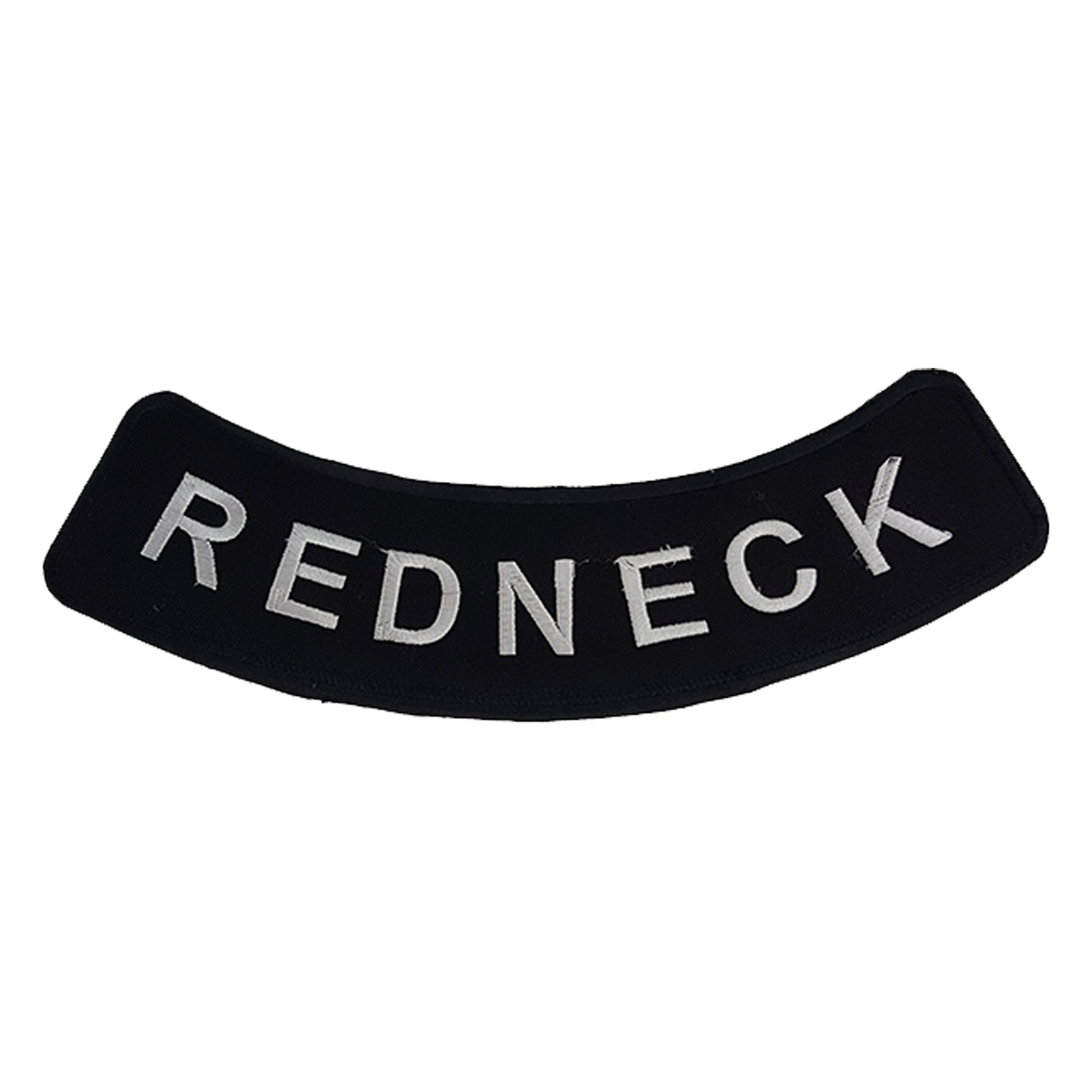 Red Neck Bottom Rocker Patch - White on Black Iron On Sew On Large Back Patch for Biker Vest Jacket