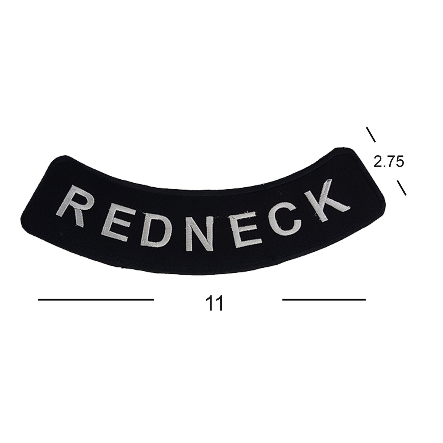 Red Neck Bottom Rocker Patch - White on Black Iron On Sew On Large Back Patch for Biker Vest Jacket