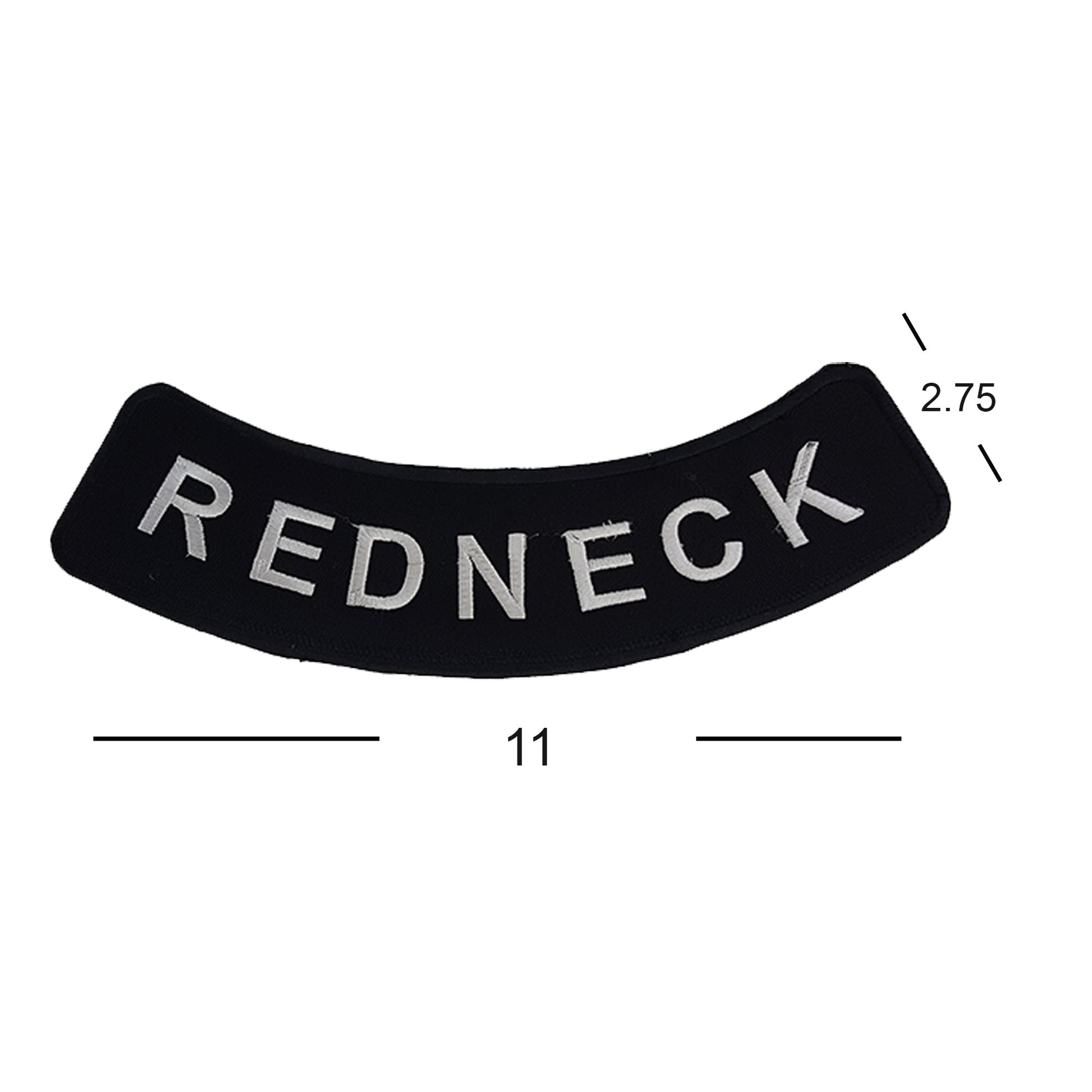 Red Neck Bottom Rocker Patch - White on Black Iron On Sew On Large Back Patch for Biker Vest Jacket